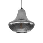 GLOBOSTAR® VERRE 206-0021 Μοντέρνο Κρεμαστό Φωτιστικό Οροφής με Ντουί 1 x E27 AC 220-240V IP20 - Μαύρο Φιμέ - Μ38 x Π38 x Υ34cm