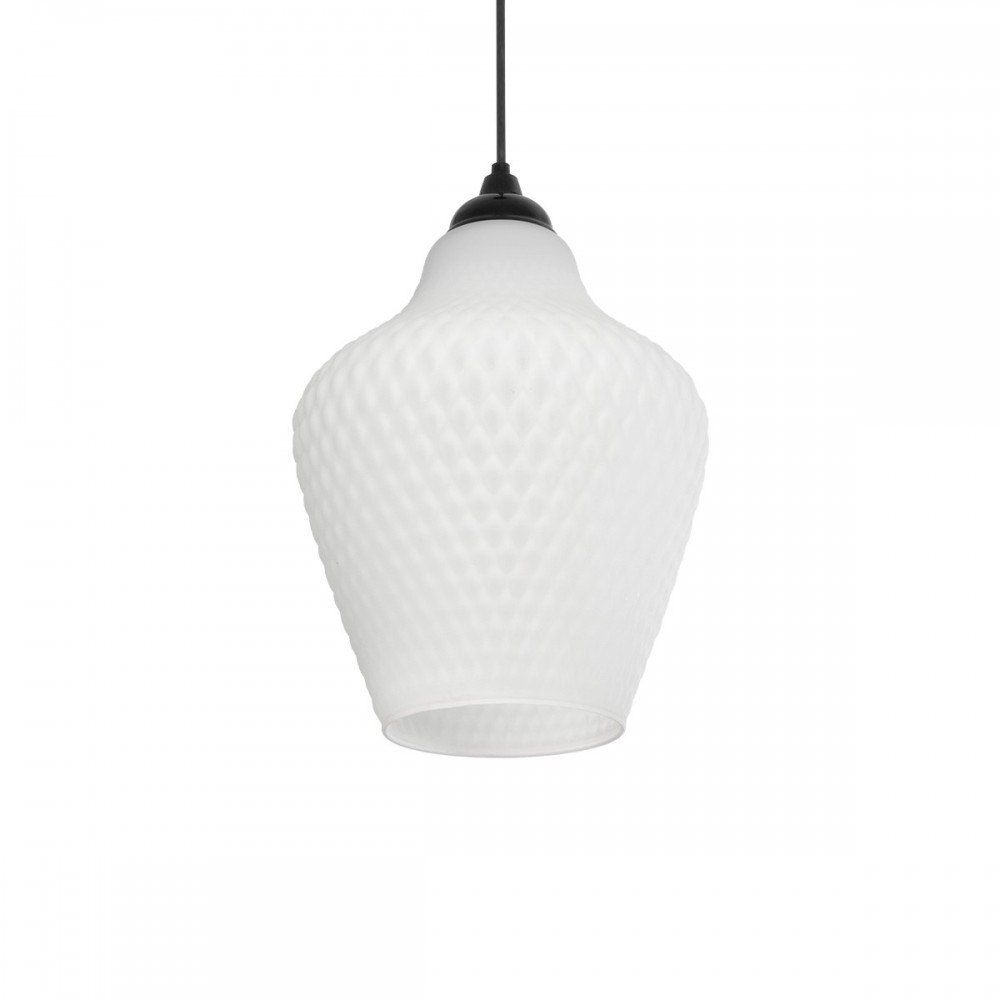 GLOBOSTAR® SKLO 206-0023 Μοντέρνο Κρεμαστό Φωτιστικό Οροφής με Ντουί 1 x E27 AC 220-240V IP20 - Λευκό - Μ22 x Π22 x Υ31cm