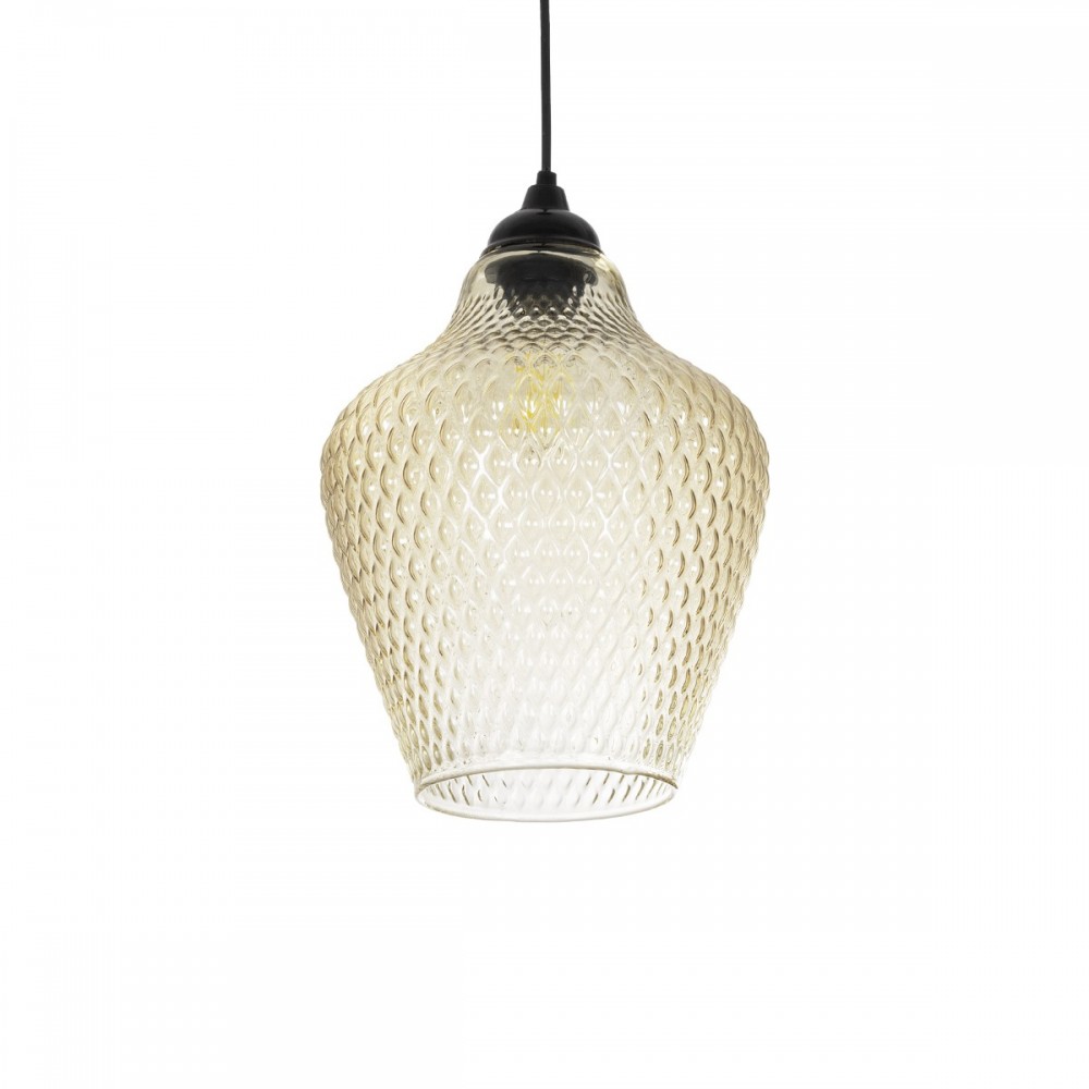 GLOBOSTAR® SKLO 206-0025 Μοντέρνο Κρεμαστό Φωτιστικό Οροφής με Ντουί 1 x E27 AC 220-240V IP20 - Mελί - Μ22 x Π22 x Υ31cm