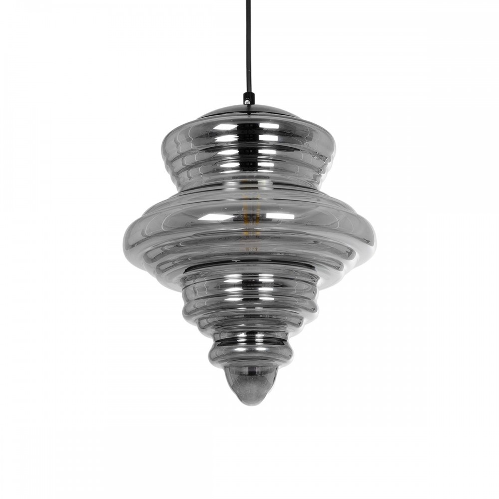 GLOBOSTAR® CORTE 206-0028 Μοντέρνο Κρεμαστό Φωτιστικό Οροφής με Ντουί 1 x E27 AC 220-240V IP20 - Μαύρο Φιμέ - Μ25 x Π25 x Υ30cm