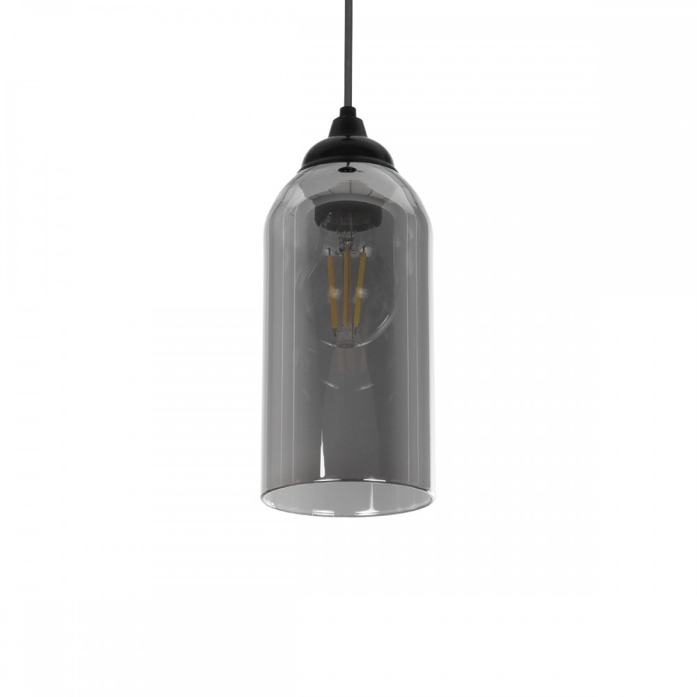 GLOBOSTAR® TUBE 206-0030 Μοντέρνο Κρεμαστό Φωτιστικό Οροφής με Ντουί 1 x E27 AC 220-240V IP20 - Μαύρο Φιμέ - Μ10 x Π10 x Υ24cm