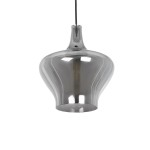 GLOBOSTAR® OVOCE 206-0032 Μοντέρνο Κρεμαστό Φωτιστικό Οροφής με Ντουί 1 x E27 AC 220-240V IP20 - Μαύρο Φιμέ - Μ20 x Π20 x Υ22cm