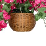 GloboStar® Artificial Garden RHODODENDRON HANGING PLANT 20634 Τεχνητό Κρεμαστό Διακοσμητικό Φυτό Τριανταφυλλιάς Y60cm