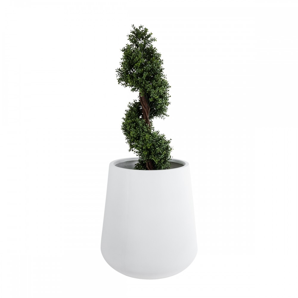 GloboStar® Artificial Garden MISSOURI 20693 Διακοσμητικό Πολυεστερικό Τσιμεντένιο Κασπώ Γλάστρα - Flower Pot Λευκό Φ70 x Υ70cm