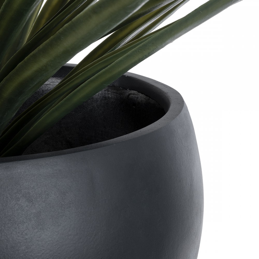 GloboStar® Artificial Garden VITORIA 20700 Διακοσμητικό Πολυεστερικό Τσιμεντένιο Κασπώ Γλάστρα - Flower Pot Μαύρο Φ45 x Υ33cm