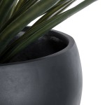 GloboStar® Artificial Garden VITORIA 20700 Διακοσμητικό Πολυεστερικό Τσιμεντένιο Κασπώ Γλάστρα - Flower Pot Μαύρο Φ45 x Υ33cm