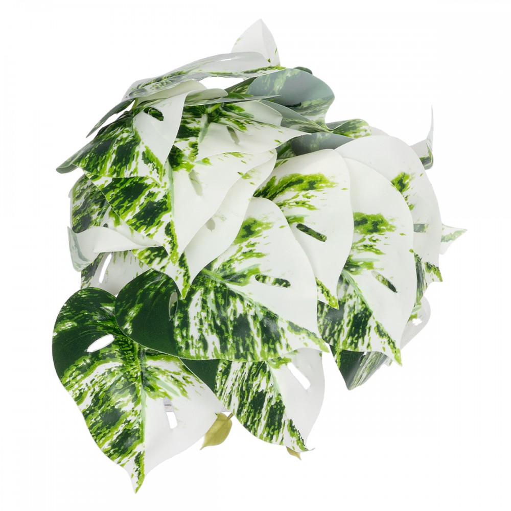 GloboStar® Artificial Garden ALBINO MONSTERA PLANT 20946 - Διακοσμητικό Φυτό Μονστέρα Φ23 x Υ16cm