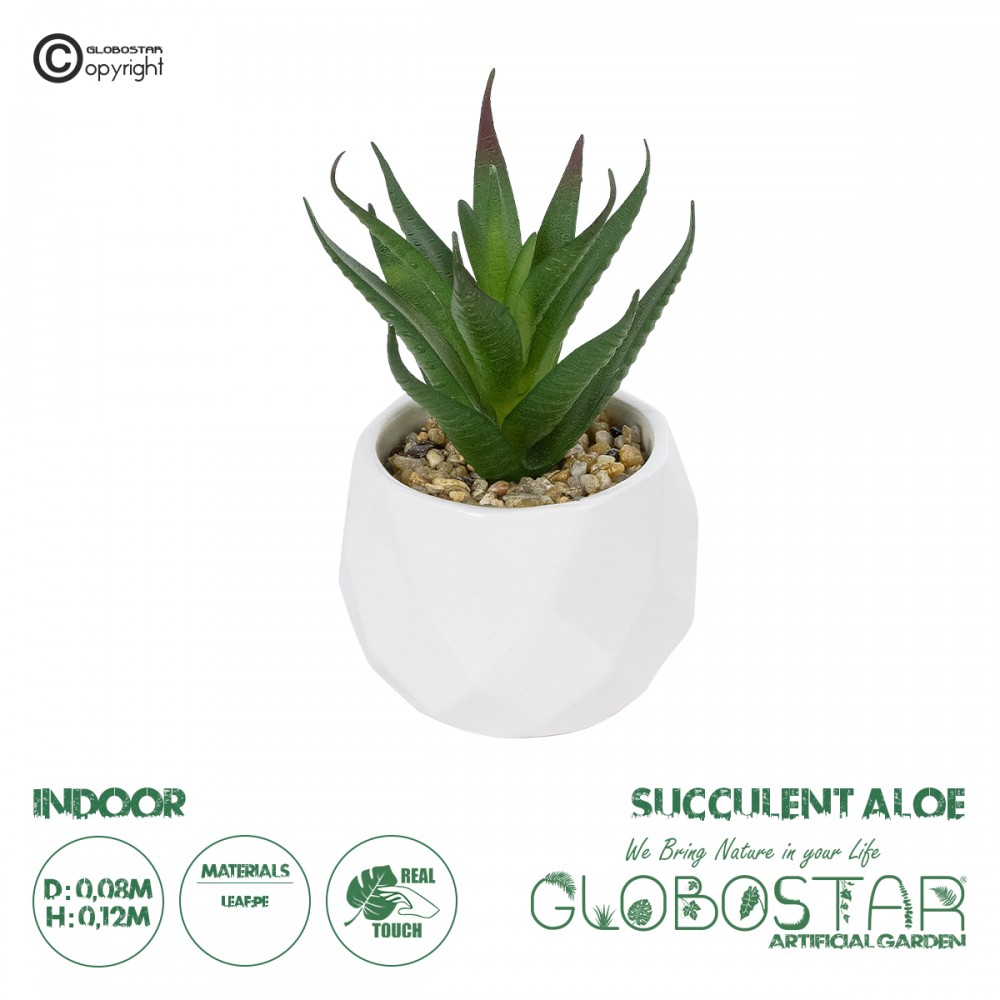 GloboStar® Artificial Garden SUCCULENT ALOE POTTED PLANT 20993 Διακοσμητικό Φυτό Αλόη Φ8 x Υ12cm