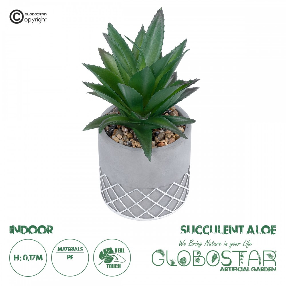 GloboStar® Artificial Garden SUCCULENT ALOE 21096 Διακοσμητικό Φυτό Παχύφυτο Αλόη Υ17cm