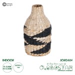 GloboStar® Artificial Garden JORDAN 21245 Διακοσμητικό Πλεκτό Καλάθι - Κασπώ Γλάστρα - Flower Pot Μπεζ με Μαύρο Φ16cm x Υ30cm