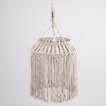 GloboStar® ALGERIA 36202 Boho - Μακραμέ - Macrame Κρεμαστό Φωτιστικό Οροφής Μονόφωτο 1 x E27 Πλεκτό Χειροποίητο Μπεζ Υφασμάτινο με Σχοινί Φ40 x Υ50cm