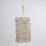 GloboStar® CONGO 36206 Boho - Μακραμέ - Macrame Κρεμαστό Φωτιστικό Οροφής Μονόφωτο 1 x E27 Πλεκτό Χειροποίητο Μπεζ Υφασμάτινο με Σχοινί Φ30 x Υ50cm