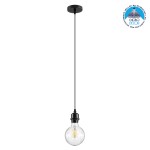 GloboStar® 36218 HANNA Μοντέρνο Κρεμαστό Φωτιστικό Οροφής Ανάρτηση με Μαύρο Ντουί 1 x E27 για Τοποθέτηση Καπέλων Φωτιστικών Μονόφωτο Μαύρο Φ4 x Y110cm