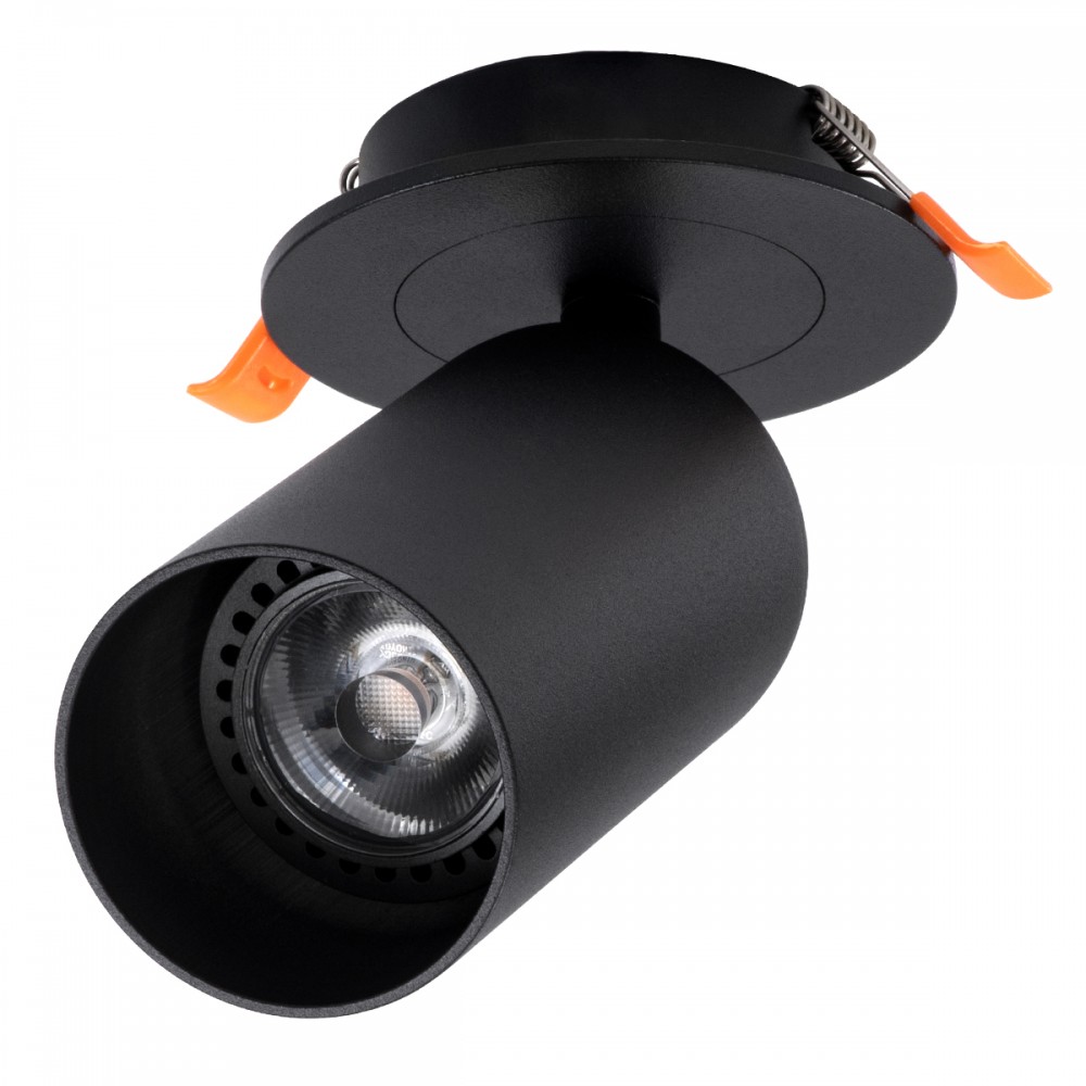 GLOBOSTAR® LEO 60350 Χωνευτό Κινούμενο Φωτιστικό Downlight Σποτ με Ντουί 1 x GU10 AC 220-240V IP20 - Μαύρο Ματ - Μ9 x Π9 x Υ17cm / Q7cm