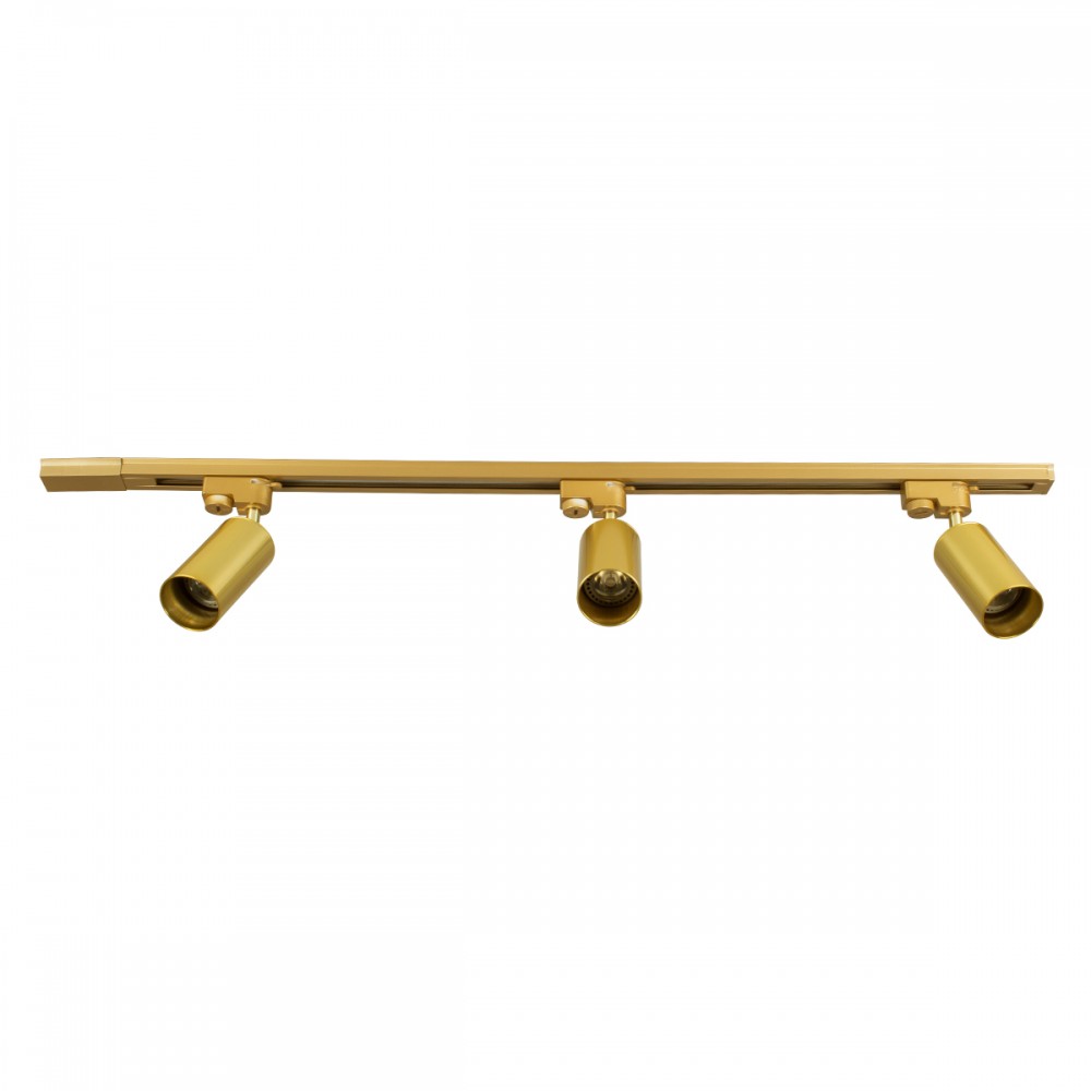 GloboStar® LEO 60359 Μοντέρνο Φωτιστικό Οροφής Ράγα Τρίφωτο 3 x GU10 IP20 Χρυσό Αλουμίνιο - Μ100 x Π6 x Υ20cm - 5 Χρόνια Εγγύηση