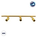 GloboStar® LEO 60359 Μοντέρνο Φωτιστικό Οροφής Ράγα με Κινούμενα Σποτ Αλουμινίου Τρίφωτο 3 x GU10 AC 220-240V IP20 Μ100 x Π6 x Υ20cm - 2 Γραμμών - Χρυσό Πλατίνα - 5 Years Warranty