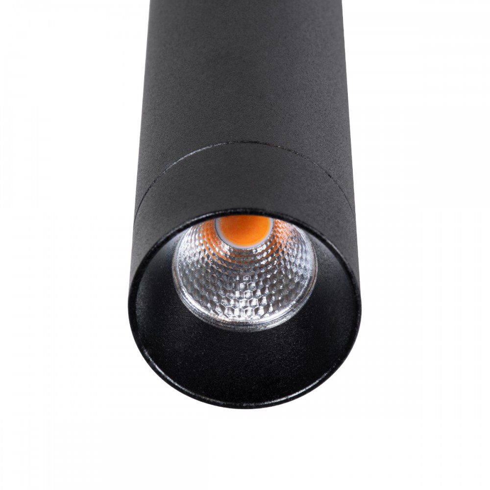 GloboStar® CANAL 60375 Κρεμαστό Φωτιστικό Σποτ Οροφής LED Downlight 7W 700lm 36° AC 220-240V IP20 Φ4 x Υ40cm Θερμό Λευκό 2700K - Μαύρο - Bridgelux COB - 5 Years Warranty