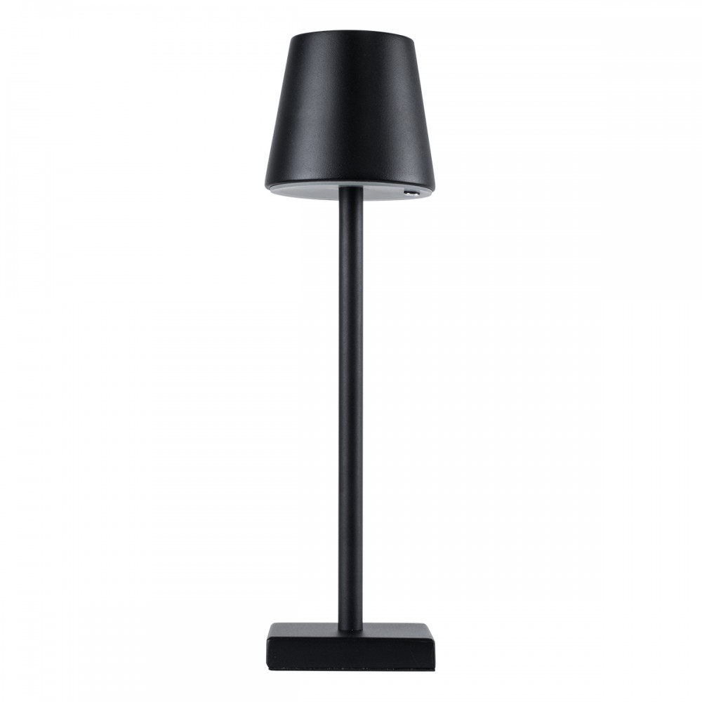 GloboStar® NEGA 60473 Μοντέρνο Επιτραπέζιο Φωτιστικό Πορτατίφ LED 2.2W 154lm 360° DC 5V Επαναφορτιζόμενο με Μπαταρία Li-ion 4000mAh - Διακόπτη Αφής - Θερμό Λευκό 2700K - Dimmable - D10 x H39cm - Μαύρο - 2 Years Warranty