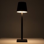 GloboStar® NEGA 60473 Μοντέρνο Επιτραπέζιο Φωτιστικό Πορτατίφ LED 2.2W 154lm 360° DC 5V Επαναφορτιζόμενο με Μπαταρία Li-ion 4000mAh - Διακόπτη Αφής - Θερμό Λευκό 2700K - Dimmable - D10 x H39cm - Μαύρο - 2 Years Warranty