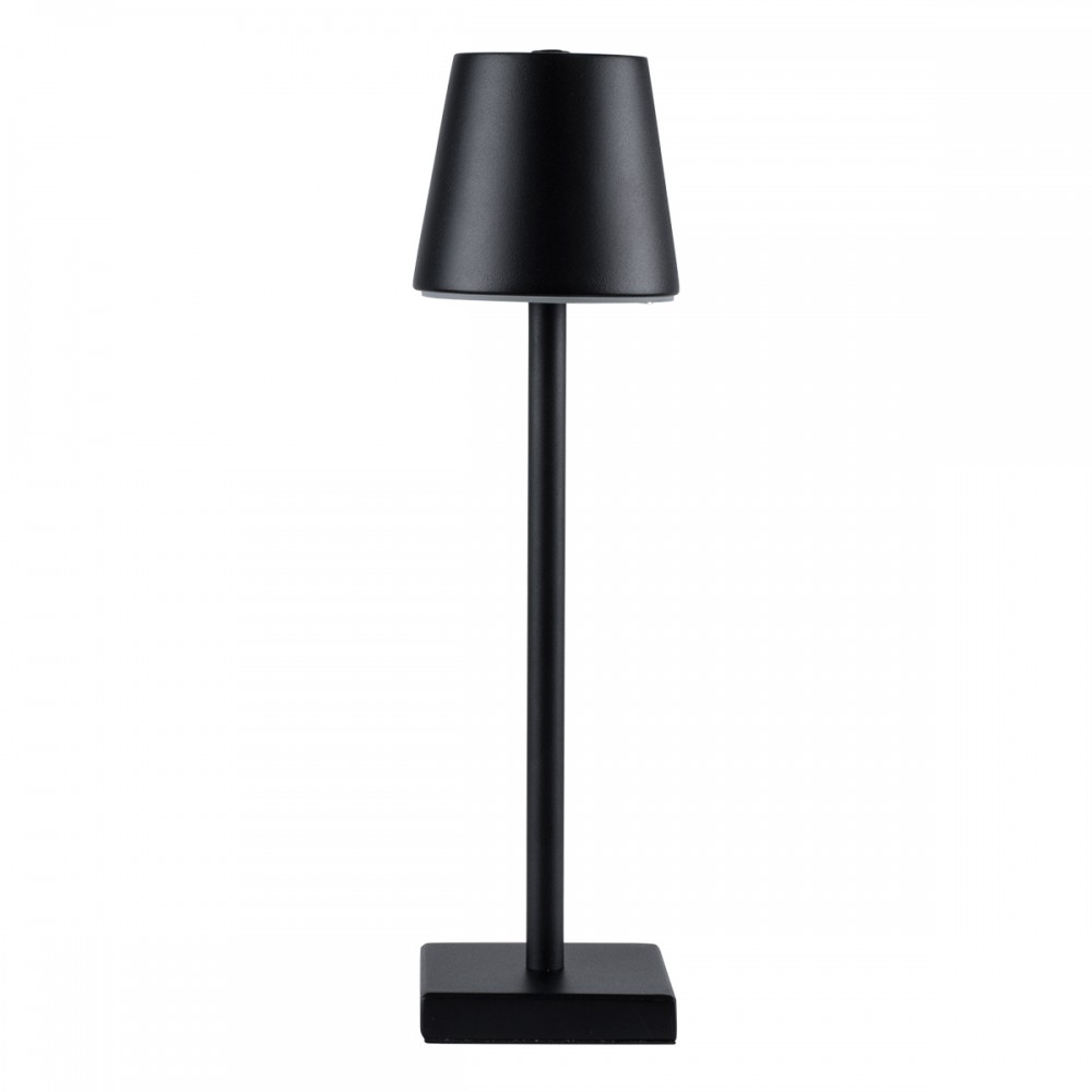 GloboStar® NEGA 60473 Μοντέρνο Επιτραπέζιο Φωτιστικό Πορτατίφ LED 2.2W 154lm 360° DC 5V Επαναφορτιζόμενο με Μπαταρία Li-ion 4000mAh - Διακόπτη Αφής - Θερμό Λευκό 2700K - Dimmable - D10 x H39cm - Μαύρο - 2 Years Warranty