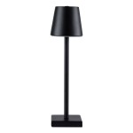 GloboStar® NEGA 60473 Μοντέρνο Επιτραπέζιο Φωτιστικό Πορτατίφ LED 2.2W 154lm 360° DC 5V Επαναφορτιζόμενο με Μπαταρία Li-ion 4000mAh - Διακόπτη Αφής - Θερμό Λευκό 2700K - Dimmable - D10 x H39cm - Μαύρο - 2 Years Warranty