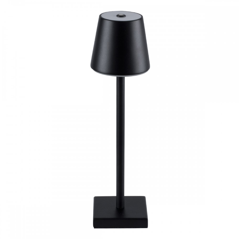 GloboStar® NEGA 60473 Μοντέρνο Επιτραπέζιο Φωτιστικό Πορτατίφ LED 2.2W 154lm 360° DC 5V Επαναφορτιζόμενο με Μπαταρία Li-ion 4000mAh - Διακόπτη Αφής - Θερμό Λευκό 2700K - Dimmable - D10 x H39cm - Μαύρο - 2 Years Warranty