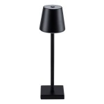GloboStar® NEGA 60473 Μοντέρνο Επιτραπέζιο Φωτιστικό Πορτατίφ LED 2.2W 154lm 360° DC 5V Επαναφορτιζόμενο με Μπαταρία Li-ion 4000mAh - Διακόπτη Αφής - Θερμό Λευκό 2700K - Dimmable - D10 x H39cm - Μαύρο - 2 Years Warranty