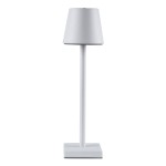 GloboStar® NEGA 60474 Μοντέρνο Επιτραπέζιο Φωτιστικό Πορτατίφ LED 2.2W 154lm 360° DC 5V Επαναφορτιζόμενο με Μπαταρία Li-ion 4000mAh - Διακόπτη Αφής - Θερμό Λευκό 2700K - Dimmable - D10 x H39cm - Λευκό - 2 Years Warranty