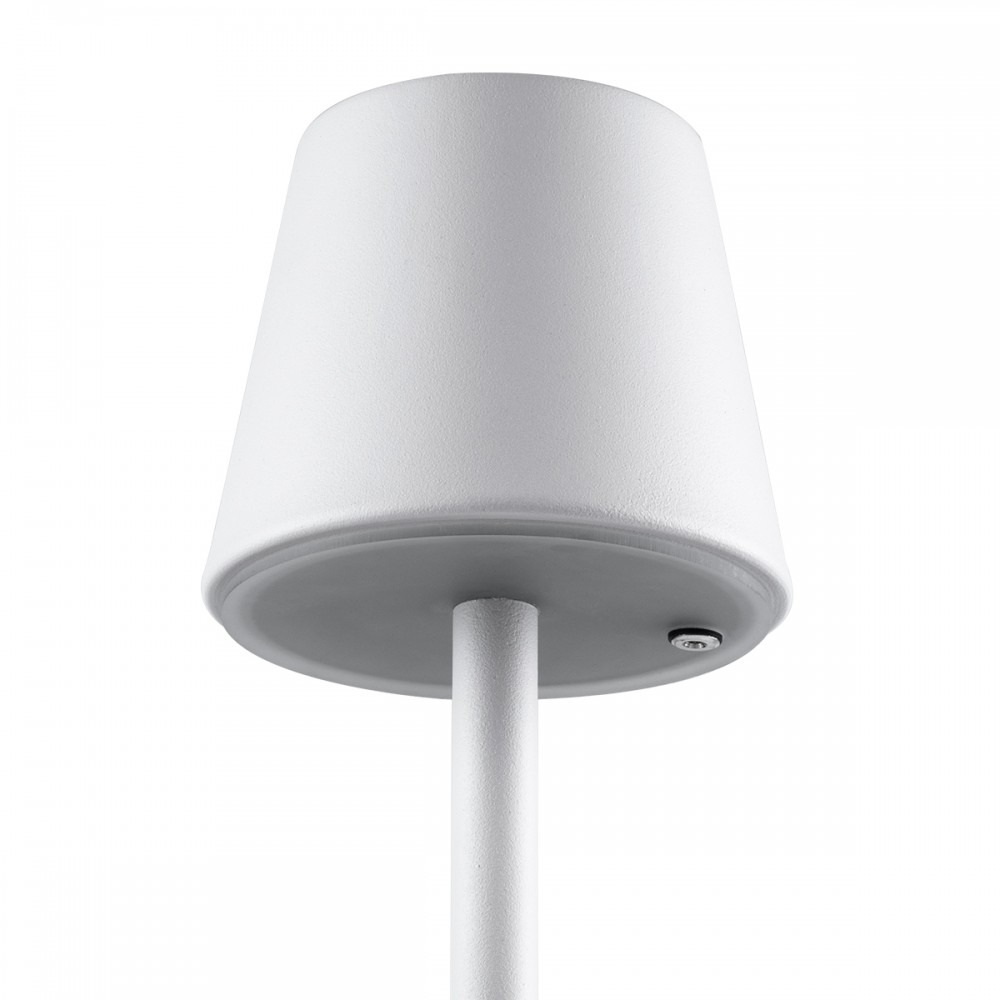 GloboStar® NEGA 60474 Μοντέρνο Επιτραπέζιο Φωτιστικό Πορτατίφ LED 2.2W 154lm 360° DC 5V Επαναφορτιζόμενο με Μπαταρία Li-ion 4000mAh - Διακόπτη Αφής - Θερμό Λευκό 2700K - Dimmable - D10 x H39cm - Λευκό - 2 Years Warranty