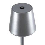 GloboStar® NEGA 60476 Μοντέρνο Επιτραπέζιο Φωτιστικό Πορτατίφ LED 2.2W 154lm 360° DC 5V Επαναφορτιζόμενο με Μπαταρία Li-ion 4000mAh - Διακόπτη Αφής - Θερμό Λευκό 2700K - Dimmable - D10 x H39cm - Ασημί - 2 Years Warranty