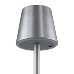 GloboStar® NEGA 60476 Μοντέρνο Επιτραπέζιο Φωτιστικό Πορτατίφ LED 2.2W 154lm 360° DC 5V Επαναφορτιζόμενο με Μπαταρία Li-ion 4000mAh - Διακόπτη Αφής - Θερμό Λευκό 2700K - Dimmable - D10 x H39cm - Ασημί - 2 Years Warranty