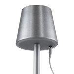 GloboStar® NEGA 60476 Μοντέρνο Επιτραπέζιο Φωτιστικό Πορτατίφ LED 2.2W 154lm 360° DC 5V Επαναφορτιζόμενο με Μπαταρία Li-ion 4000mAh - Διακόπτη Αφής - Θερμό Λευκό 2700K - Dimmable - D10 x H39cm - Ασημί - 2 Years Warranty