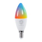GloboStar® 60488 Έξυπνη Λάμπα LED E14 C37 Κεράκι Smart Home Wifi 5.5W 550lm 260° AC 220-240V IP20 Φ3.7 x Υ11cm RGB+CCT - Εναλλαγή Φωτισμού & Dimming μέσω Εφαρμογής Tuya - Bridgelux Chip - 3 Χρόνια Εγγύηση
