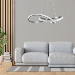 GloboStar® DEXTER 60498 Κρεμαστό Φωτιστικό Οροφής Design LED CCT 72W 8064lm 300° AC 220-240V - Εναλλαγή Φωτισμού μέσω Τηλεχειριστηρίου All In One Ψυχρό 6000k+Φυσικό 4500k+Θερμό 2700k Dimmable Φ56cm - Νίκελ Ασημί Βούρτσας - 3 Years Warranty