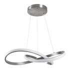 GloboStar® DEXTER 60498 Κρεμαστό Φωτιστικό Οροφής Design LED CCT 72W 8064lm 300° AC 220-240V - Εναλλαγή Φωτισμού μέσω Τηλεχειριστηρίου All In One Ψυχρό 6000k+Φυσικό 4500k+Θερμό 2700k Dimmable Φ56cm - Νίκελ Ασημί Βούρτσας - 3 Years Warranty