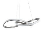 GloboStar® DEXTER 60498 Κρεμαστό Φωτιστικό Οροφής Design LED CCT 72W 8064lm 300° AC 220-240V - Εναλλαγή Φωτισμού μέσω Τηλεχειριστηρίου All In One Ψυχρό 6000k+Φυσικό 4500k+Θερμό 2700k Dimmable Φ56cm - Νίκελ Ασημί Βούρτσας - 3 Years Warranty