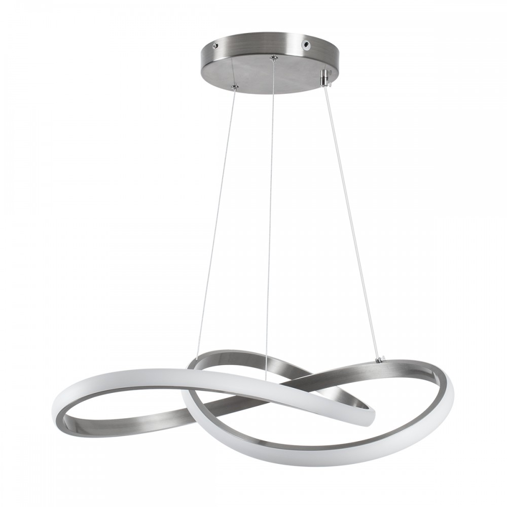 GloboStar® DEXTER 60498 Κρεμαστό Φωτιστικό Οροφής Design LED CCT 72W 8064lm 300° AC 220-240V - Εναλλαγή Φωτισμού μέσω Τηλεχειριστηρίου All In One Ψυχρό 6000k+Φυσικό 4500k+Θερμό 2700k Dimmable Φ56cm - Νίκελ Ασημί Βούρτσας - 3 Years Warranty