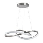 GloboStar® DEXTER 60498 Κρεμαστό Φωτιστικό Οροφής Design LED CCT 72W 8064lm 300° AC 220-240V - Εναλλαγή Φωτισμού μέσω Τηλεχειριστηρίου All In One Ψυχρό 6000k+Φυσικό 4500k+Θερμό 2700k Dimmable Φ56cm - Νίκελ Ασημί Βούρτσας - 3 Years Warranty