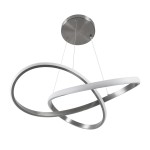GloboStar® DEXTER 60498 Κρεμαστό Φωτιστικό Οροφής Design LED CCT 72W 8064lm 300° AC 220-240V - Εναλλαγή Φωτισμού μέσω Τηλεχειριστηρίου All In One Ψυχρό 6000k+Φυσικό 4500k+Θερμό 2700k Dimmable Φ56cm - Νίκελ Ασημί Βούρτσας - 3 Years Warranty