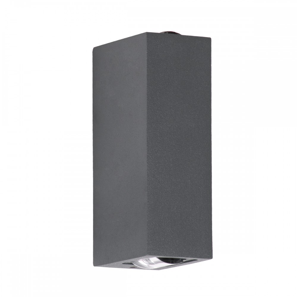 GloboStar® LINOR 60528 Φωτιστικό Τοίχου - Απλίκα Αρχιτεκτονικού Φωτισμού Εσωτερικού/Εξωτερικού Χώρου Up & Down LED 10W 1000lm 60° AC220-240V Αδιάβροχο IP65 - Σώμα Αλουμινίου & Tempered Glass - Μ12.5 x Π6 x Υ4cm - Θερμό Λευκό 2700K - Γκρι Ανθρακί -