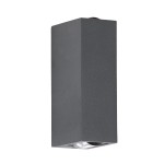 GloboStar® LINOR 60528 Φωτιστικό Τοίχου - Απλίκα Αρχιτεκτονικού Φωτισμού Εσωτερικού/Εξωτερικού Χώρου Up & Down LED 10W 1000lm 60° AC220-240V Αδιάβροχο IP65 - Σώμα Αλουμινίου & Tempered Glass - Μ12.5 x Π6 x Υ4cm - Θερμό Λευκό 2700K - Γκρι Ανθρακί -