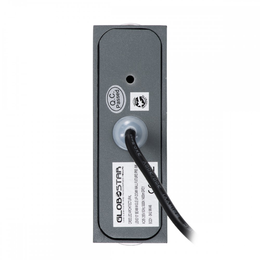 GloboStar® LINOR 60528 Φωτιστικό Τοίχου - Απλίκα Αρχιτεκτονικού Φωτισμού Εσωτερικού/Εξωτερικού Χώρου Up & Down LED 10W 1000lm 60° AC220-240V Αδιάβροχο IP65 - Σώμα Αλουμινίου & Tempered Glass - Μ12.5 x Π6 x Υ4cm - Θερμό Λευκό 2700K - Γκρι Ανθρακί -