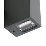 GloboStar® LINOR 60528 Φωτιστικό Τοίχου - Απλίκα Αρχιτεκτονικού Φωτισμού Εσωτερικού/Εξωτερικού Χώρου Up & Down LED 10W 1000lm 60° AC220-240V Αδιάβροχο IP65 - Σώμα Αλουμινίου & Tempered Glass - Μ12.5 x Π6 x Υ4cm - Θερμό Λευκό 2700K - Γκρι Ανθρακί -