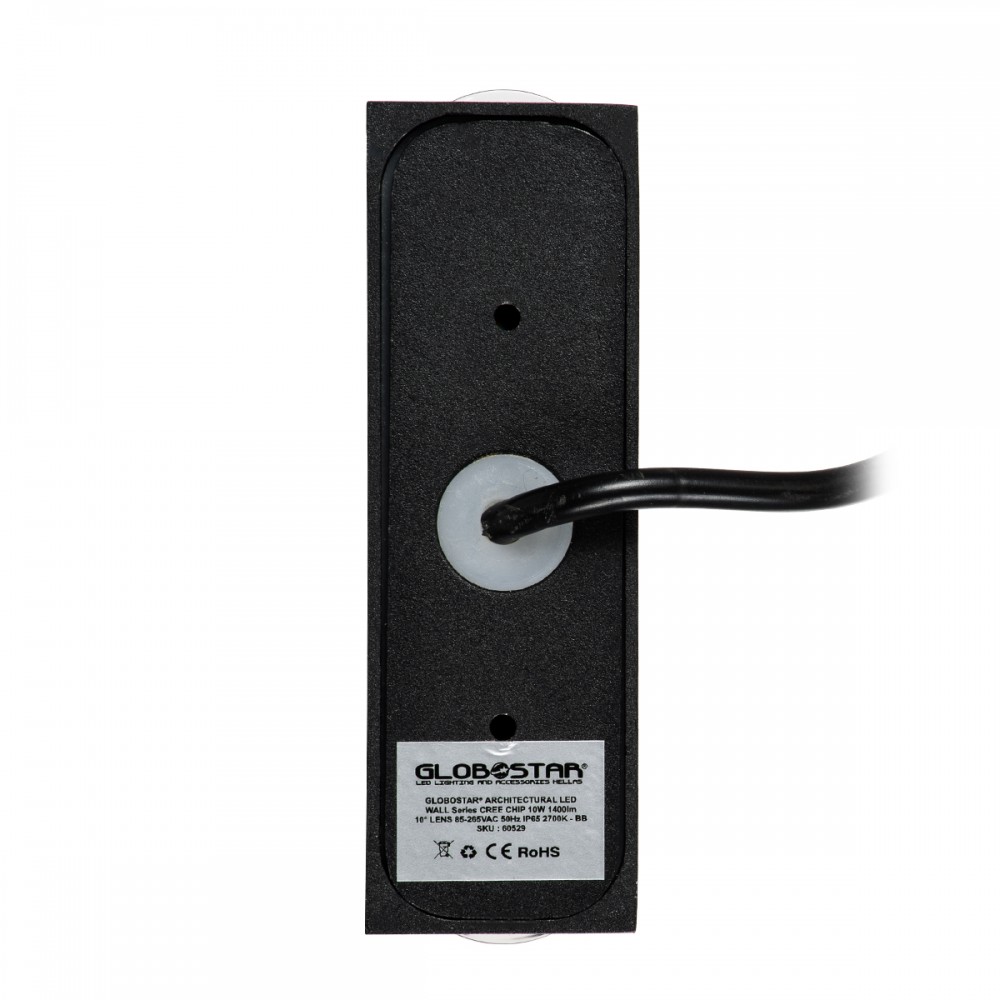 GloboStar® LINOR 60529 Φωτιστικό Τοίχου - Απλίκα Αρχιτεκτονικού Φωτισμού Εσωτερικού/Εξωτερικού Χώρου Up & Down LED 10W 1000lm 60° AC220-240V Αδιάβροχο IP65 - Σώμα Αλουμινίου & Tempered Glass - Μ12.5 x Π6 x Υ4cm - Θερμό Λευκό 2700K - Μαύρο - Bridge
