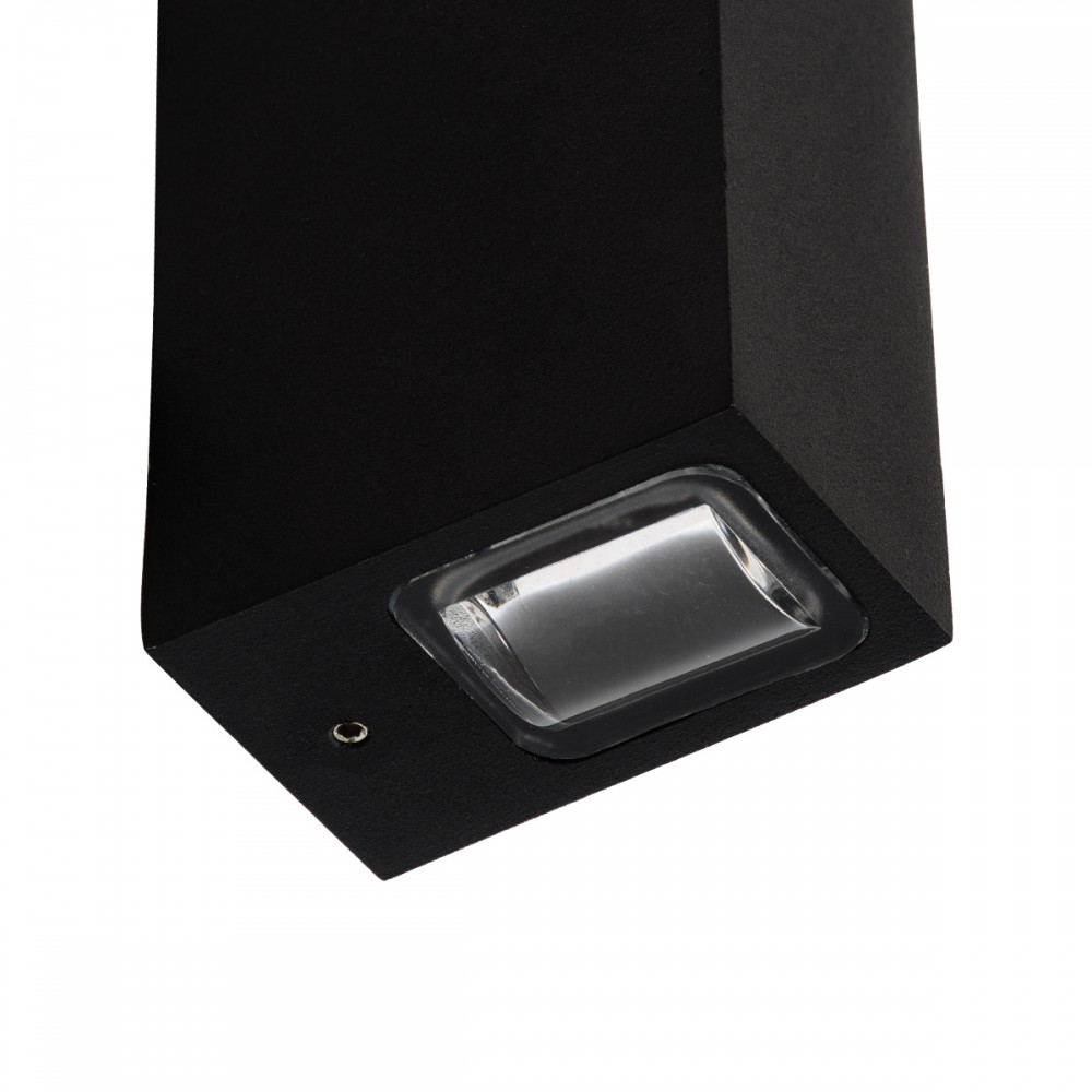 GloboStar® LINOR 60529 Φωτιστικό Τοίχου - Απλίκα Αρχιτεκτονικού Φωτισμού Εσωτερικού/Εξωτερικού Χώρου Up & Down LED 10W 1000lm 60° AC220-240V Αδιάβροχο IP65 - Σώμα Αλουμινίου & Tempered Glass - Μ12.5 x Π6 x Υ4cm - Θερμό Λευκό 2700K - Μαύρο - Bridge