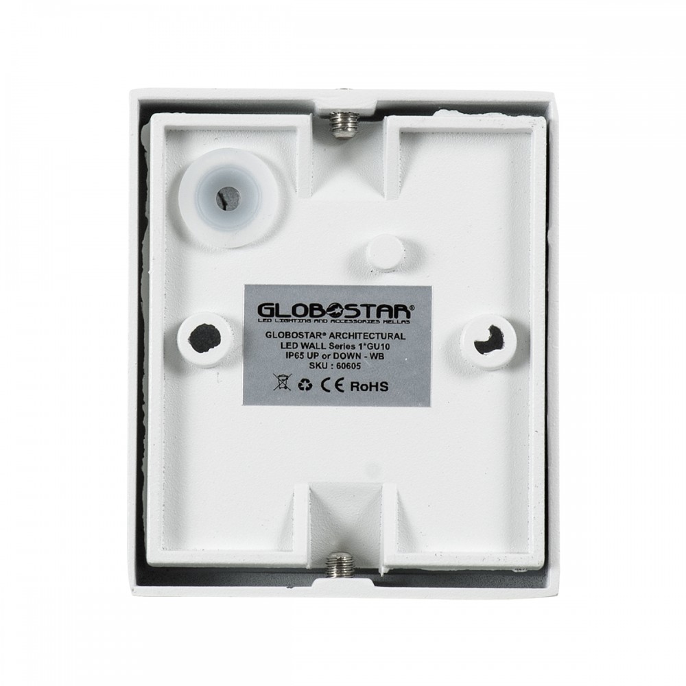 GloboStar® MURANO 60605 Φωτιστικό Τοίχου - Απλίκα Αρχιτεκτονικού Φωτισμού Εξωτερικού Χώρου Up or Down Αλουμινίου με Ντουί 1 x GU10 AC 220-240V Αδιάβροχο IP65 Μ8 x Π8 x Υ7cm - Λευκό - 5 Years Warranty