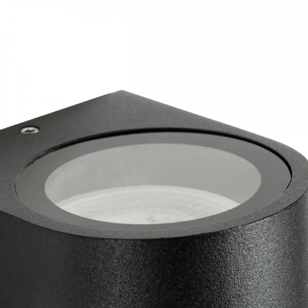 GloboStar® MURANO 60607 Φωτιστικό Τοίχου - Απλίκα Αρχιτεκτονικού Φωτισμού Εξωτερικού Χώρου Up or Down Αλουμινίου με Ντουί 1 x GU10 AC 220-240V Αδιάβροχο IP65 Μ8 x Π8 x Υ7cm - Μαύρο  - 5 Years Warranty
