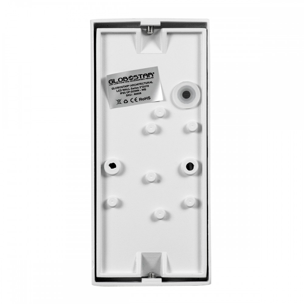 GloboStar® MURANO 60608 Φωτιστικό Τοίχου - Απλίκα Αρχιτεκτονικού Φωτισμού Εξωτερικού Χώρου Up & Down Αλουμινίου με Ντουί 2 x GU10 AC 220-240V Αδιάβροχο IP65 L15 x W8 x H6.8cm - Λευκό - 5 Years Warranty