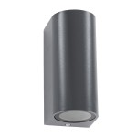 GloboStar® MURANO 60609 Φωτιστικό Τοίχου - Απλίκα Αρχιτεκτονικού Φωτισμού Εξωτερικού Χώρου Up & Down Αλουμινίου με Ντουί 2 x GU10 AC 220-240V Αδιάβροχο IP65 L15 x W8 x H6.8cm - Γκρι Ανθρακί - 5 Years Warranty