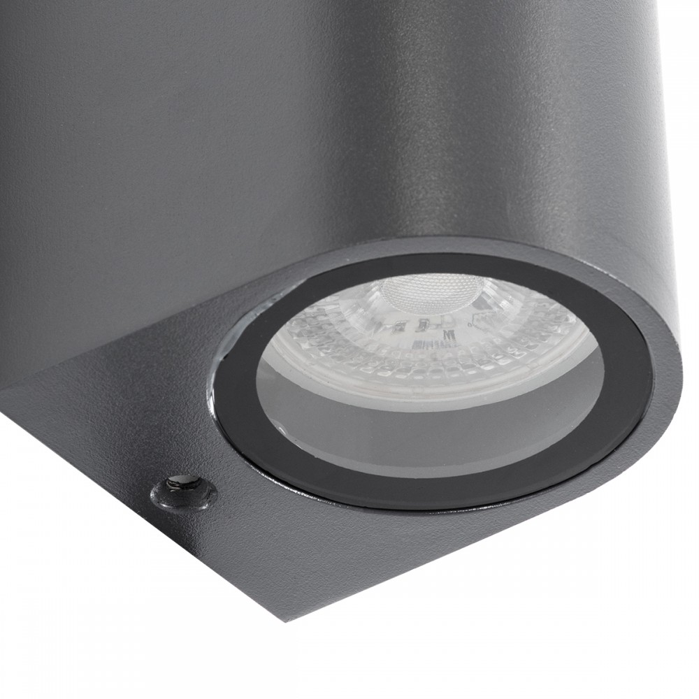 GloboStar® MURANO 60609 Φωτιστικό Τοίχου - Απλίκα Αρχιτεκτονικού Φωτισμού Εξωτερικού Χώρου Up & Down Αλουμινίου με Ντουί 2 x GU10 AC 220-240V Αδιάβροχο IP65 L15 x W8 x H6.8cm - Γκρι Ανθρακί - 5 Years Warranty